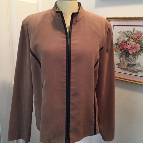 JM Collection Jackets & Blazers - JM Collection - Tan Faux Suede Suit Jacket